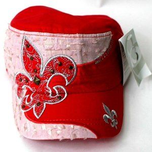 NEW Kbethos Women Fleur De Lis Black Baseball Cap